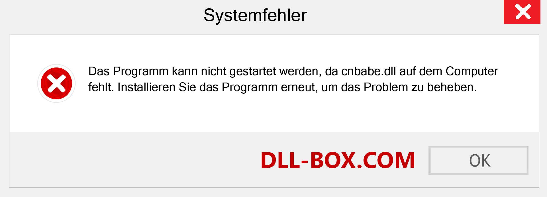 cnbabe.dll-Datei fehlt?. Download für Windows 7, 8, 10 - Fix cnbabe dll Missing Error unter Windows, Fotos, Bildern